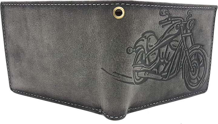 echt Leder Biker Geldbörse quer Hunterleder Portemonnaie Motorrad mit 50cm Kette & RFID Schutz