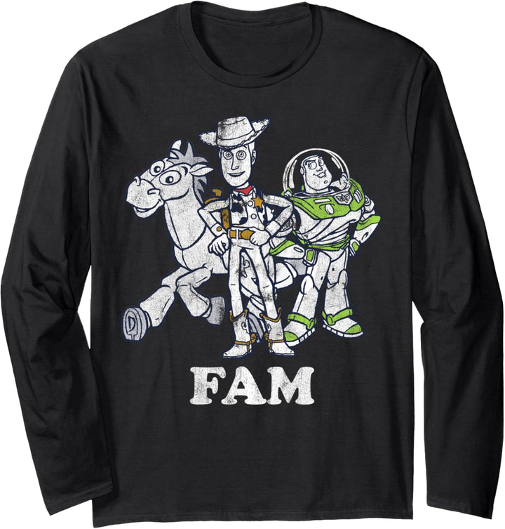 Disney Pixar Toy Story Woody & Buzz Fam Poster Langarmshirt