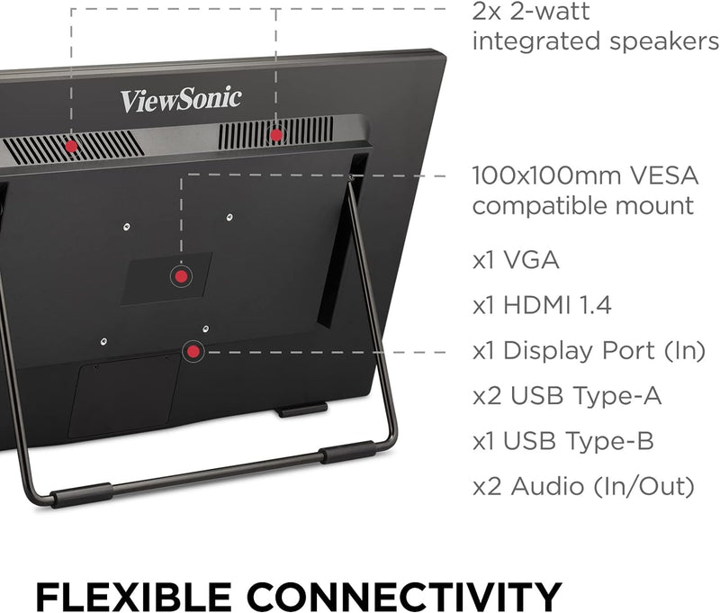 Viewsonic TD2465 59,6 cm (24 Zoll) Touch Monitor (Full-HD, HDMI, USB, 10 Punkt Multitouch, integrier