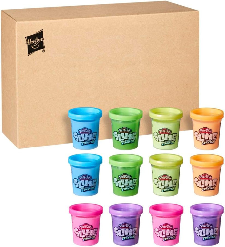Play-Doh Slime Super Stretch Multipack mit 12 sortierten Farben für Kinder ab 3 Jahren, fertiger Sli