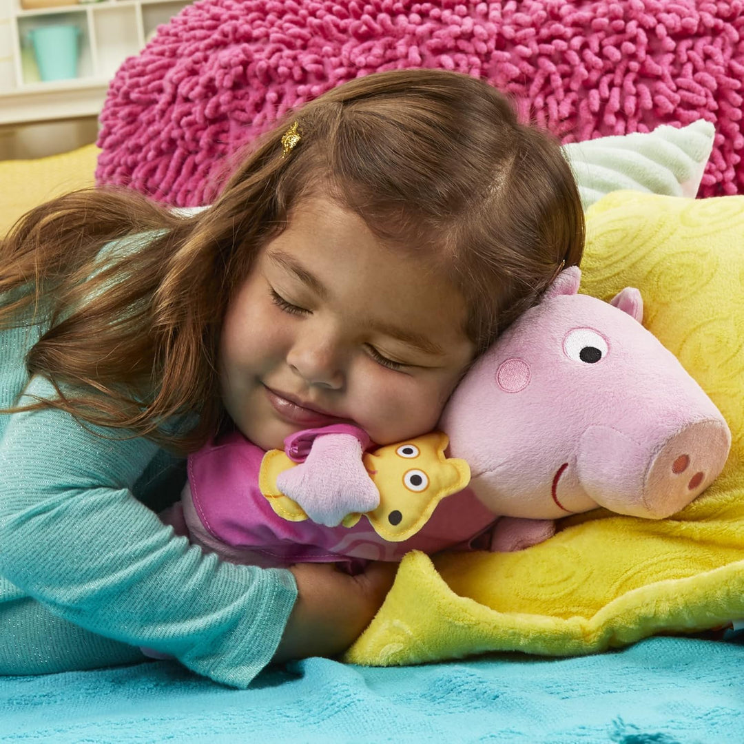Peppa Pig F3777 Bear Peppa's Bedtime Schlaflieder singende Plüschpuppe mit Teddybär-Zubehör, 3 Liede