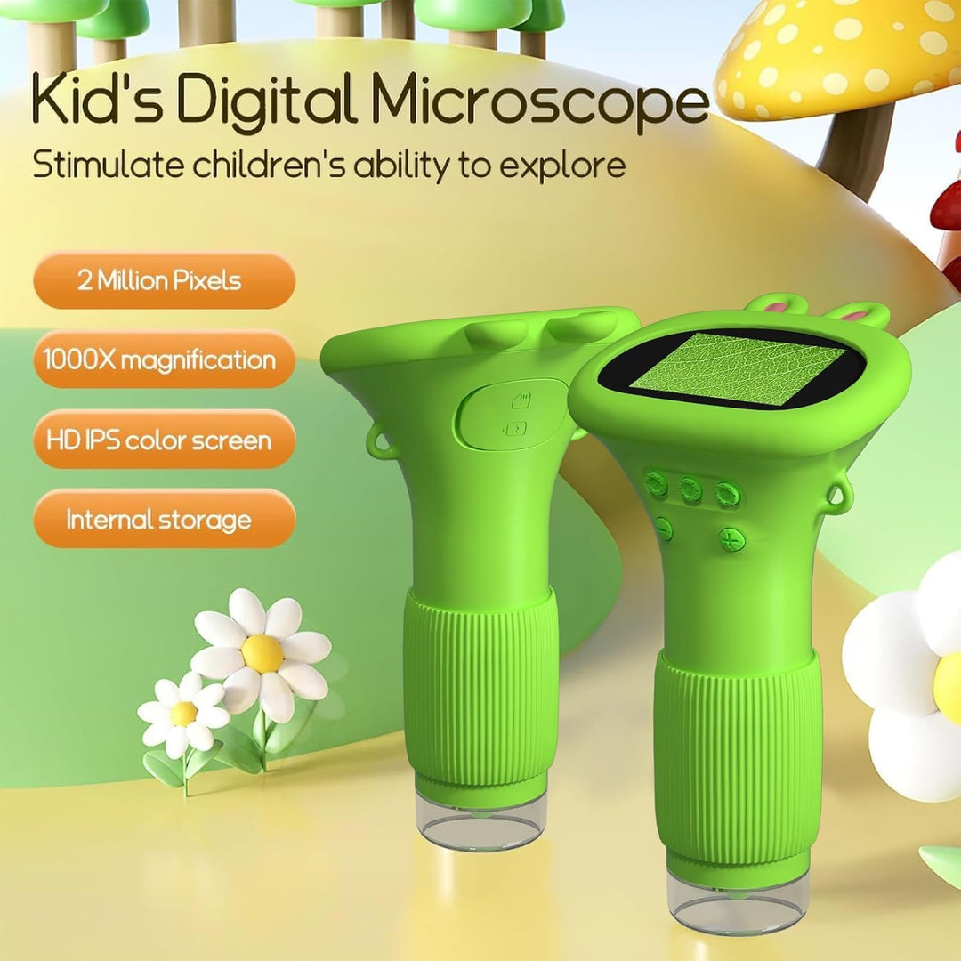 Daxiongmao Kinder-Mikroskop mit 2,0 Zoll IPS-Display, USB-Anschluss für PC, 8 LED-Beleuchtung, 200-1