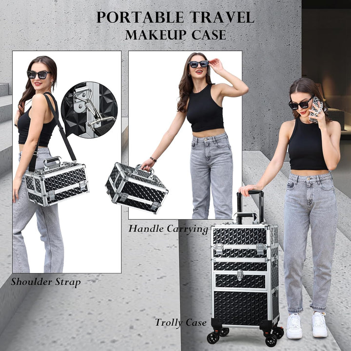 Kosmetik Trolley mit Schubladen Kosmetikkoffer Make up Koffer Professioneller Schminkkoffer Friseurk