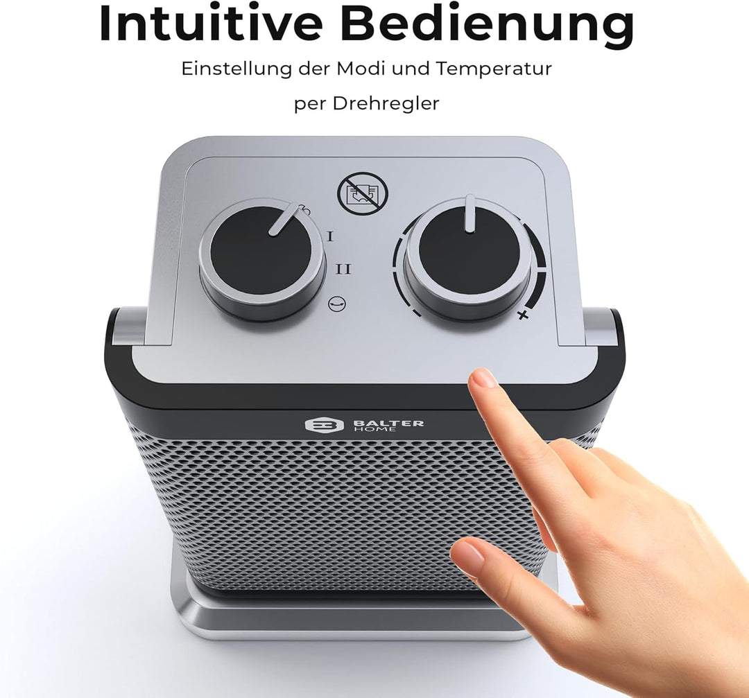 BALTER Heizlüfter Energiesparend Leise, 1500W Heizstrahler, Heizung innenraum Bad, 15°C - 35°C, 3 St