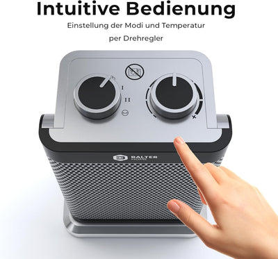 BALTER Heizlüfter Energiesparend Leise, 1500W Heizstrahler, Heizung innenraum Bad, 15°C - 35°C, 3 St