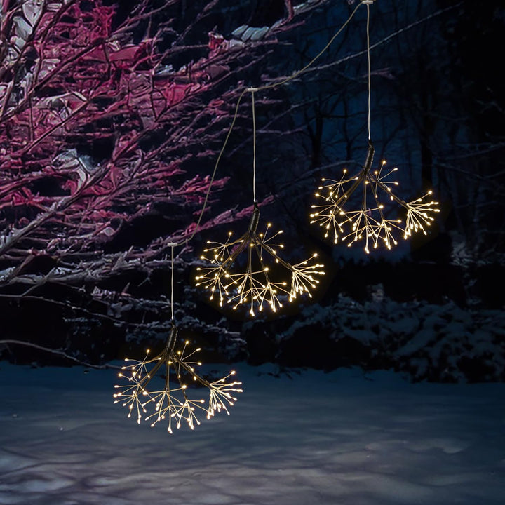 LED Feuerwerk Leuchte hängender Polarstern Pusteblume Firework 100 LED 25cm 8 Modi Fernbedienung für