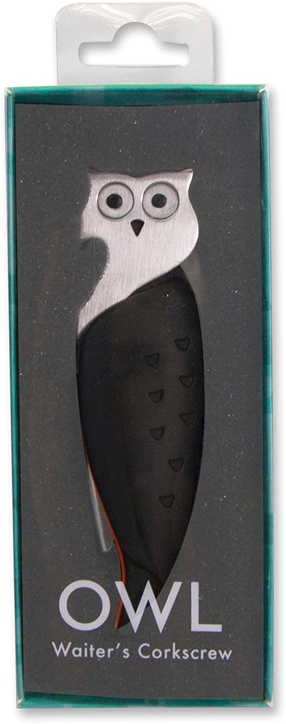 Winkee - Korkenzieher Eule | Stylisches Kellnermesser | Wein-Flaschenöffner mit Folienschneider | Ko