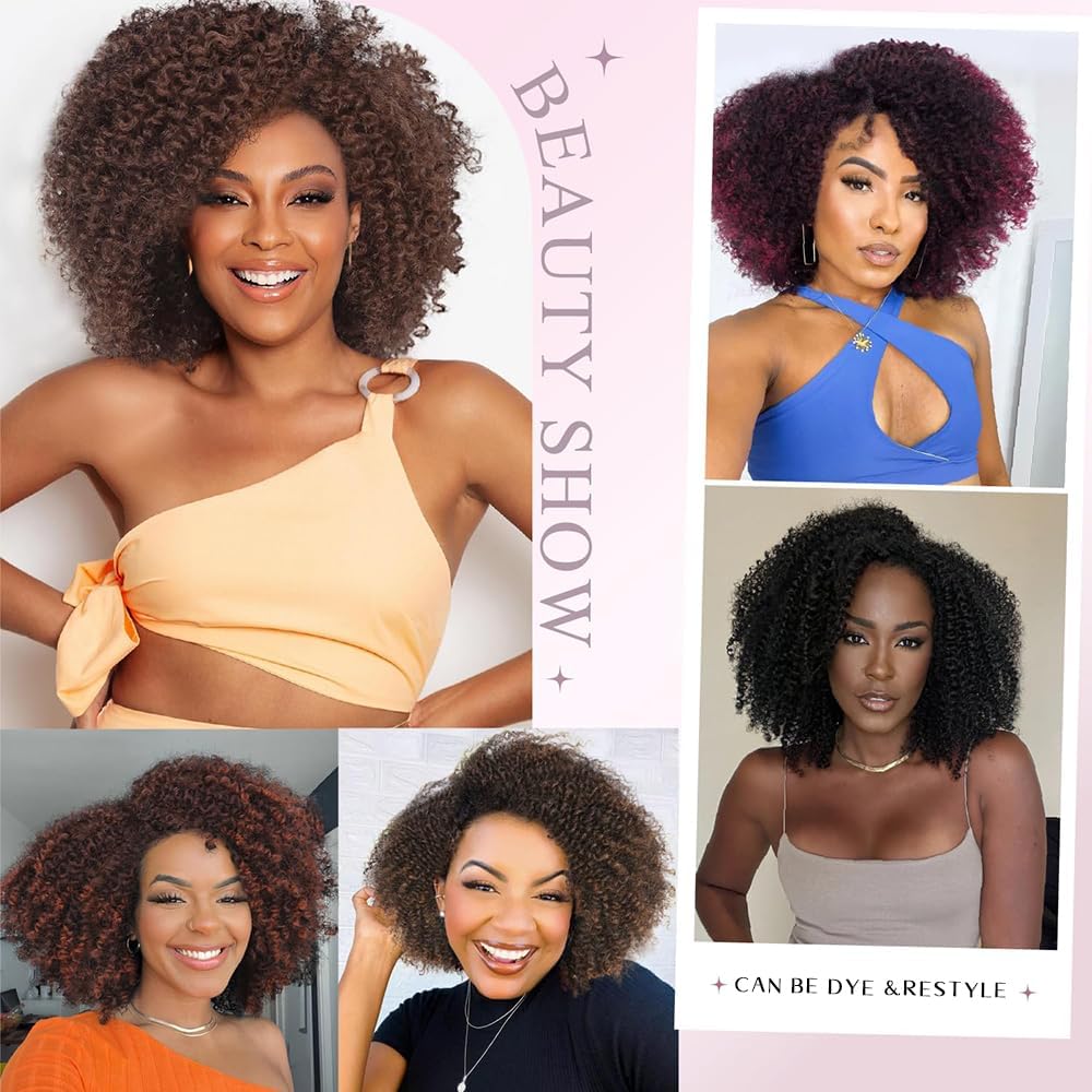 Human Hair Wig Kinky Curly Wig Human Hair Real Hair Wig with Fringe Short Curly Wigs Real Hair Brazi