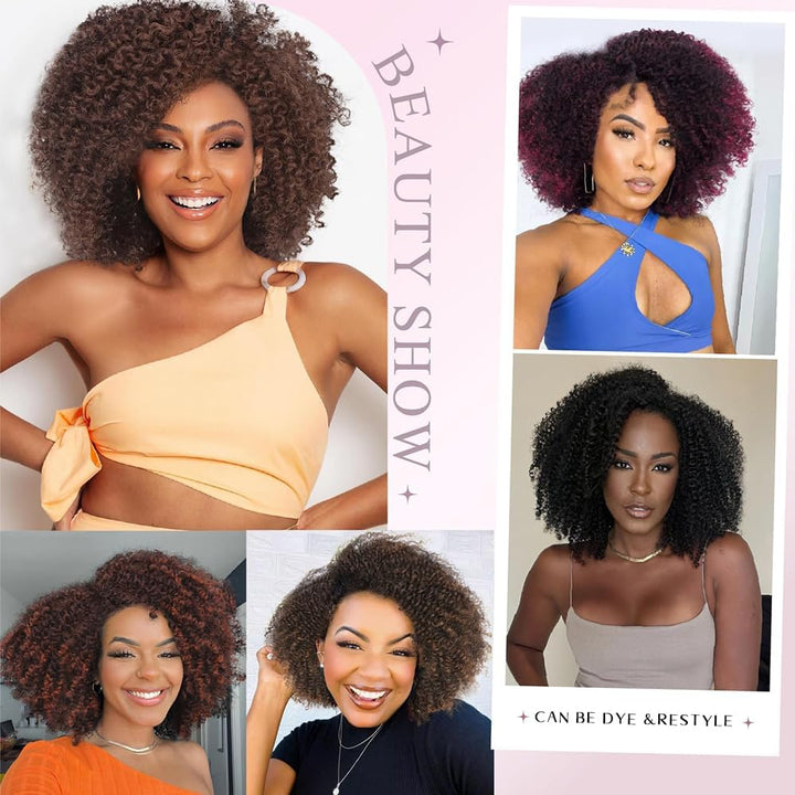 Human Hair Wig Kinky Curly Wig Human Hair Real Hair Wig with Fringe Short Curly Wigs Real Hair Brazi