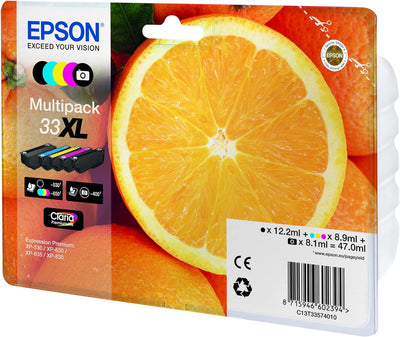 Epson Original 33XL Tinte Orange, Multipack 5-farbig Multipack XL Normalverpackung Single