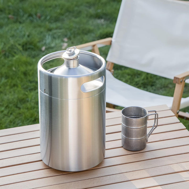 TMCRAFT 5 Liter Mini Growler Keg, tragbares Edelstahl-Bierfass mit sechskantem Spiraldeckel für Haus
