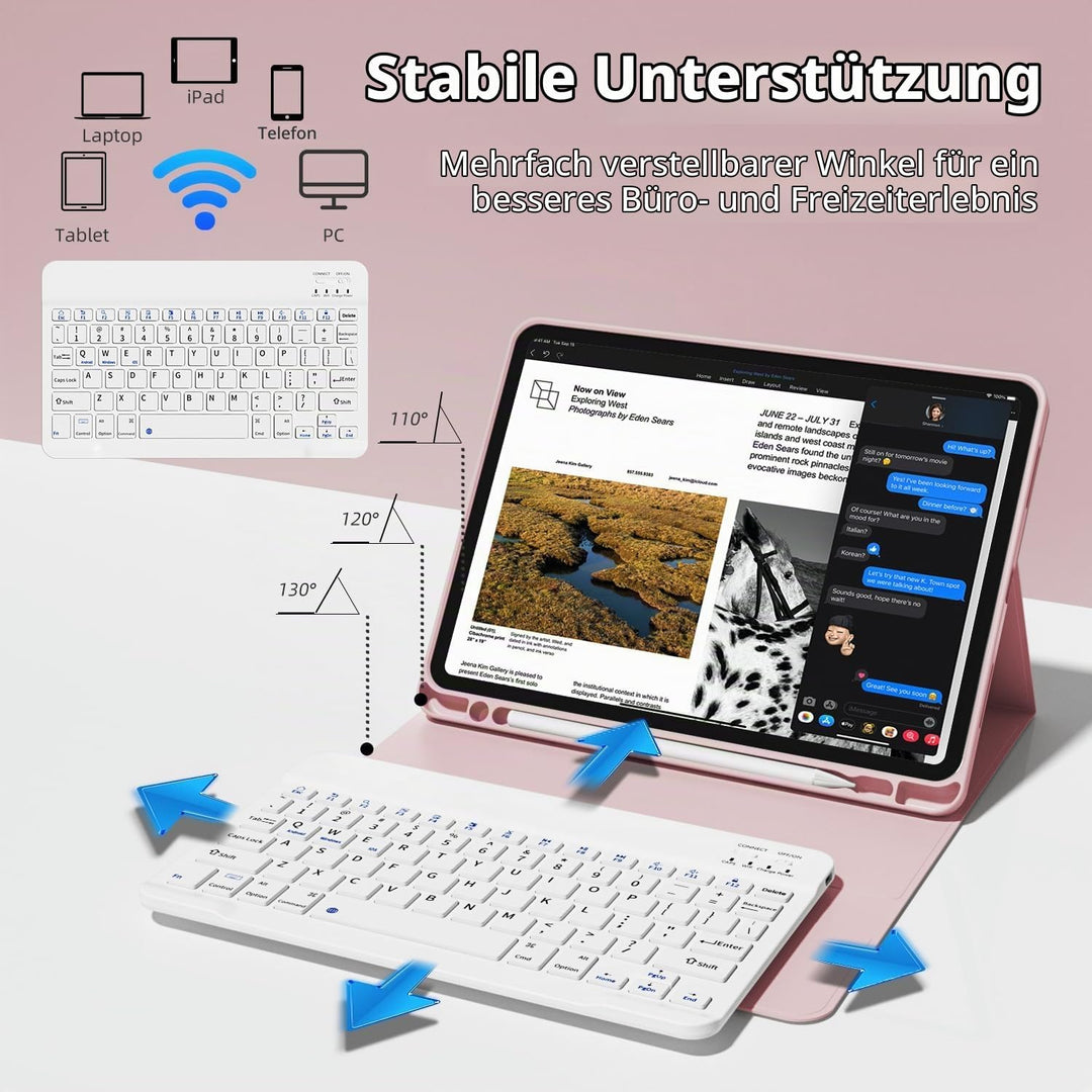 JKSML Hülle mit Tastatur für iPad Pro 11 Zoll 4./3./2.Generation (2022/2021/2020) mit Stifthalter, A