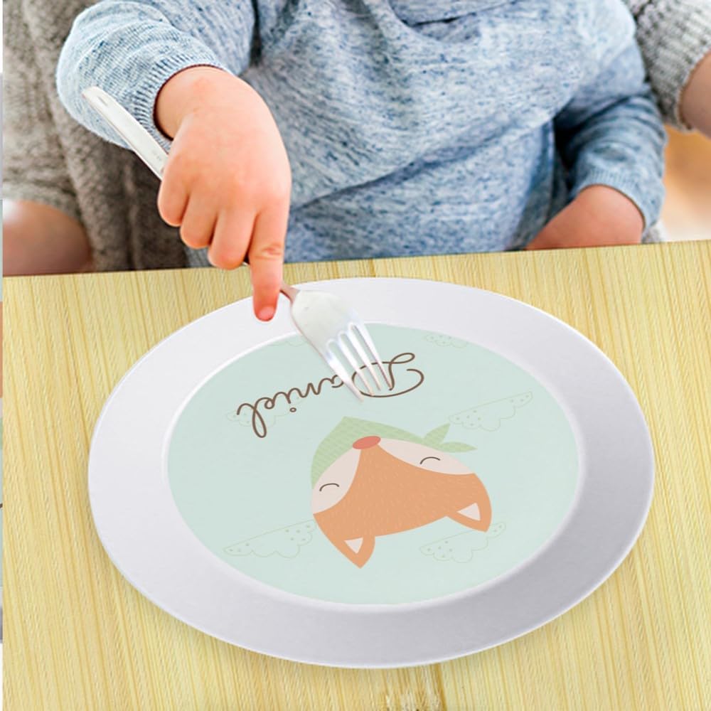 Wanapix | Kindertellen unzerbrechlichen mit Name | Plastikteller für Kinder - Schule - Kindergarten