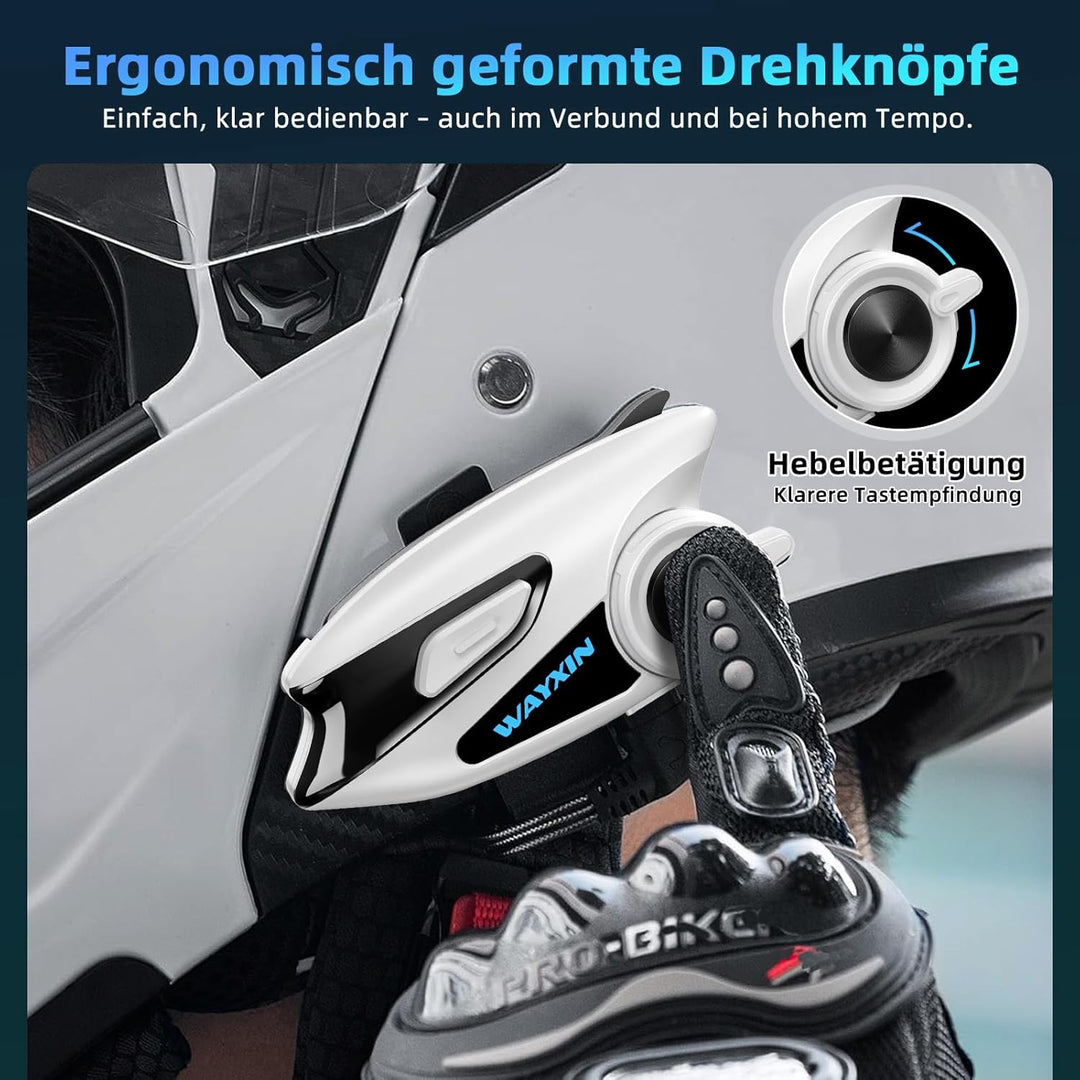 X6S Motorrad Intercom,integriertem Mesh Intercom System, Dual-Chip für Audio-Multitasking Kopfhörer,