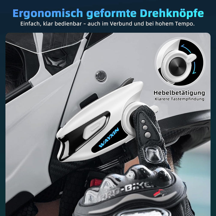 X6S Motorrad Intercom,integriertem Mesh Intercom System, Dual-Chip für Audio-Multitasking Kopfhörer,