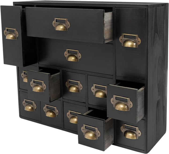 Mini Kommode mit 14 Schubladen, Vintage Aufbewahrungsschrank - Schrank Schubladenschrank Holz Klein