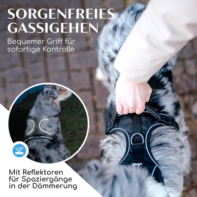 FREUDENTIER® Hundegeschirr mit atmungsaktiver Mesh-Polsterung - Höchster Komfort & bombenfester Sitz