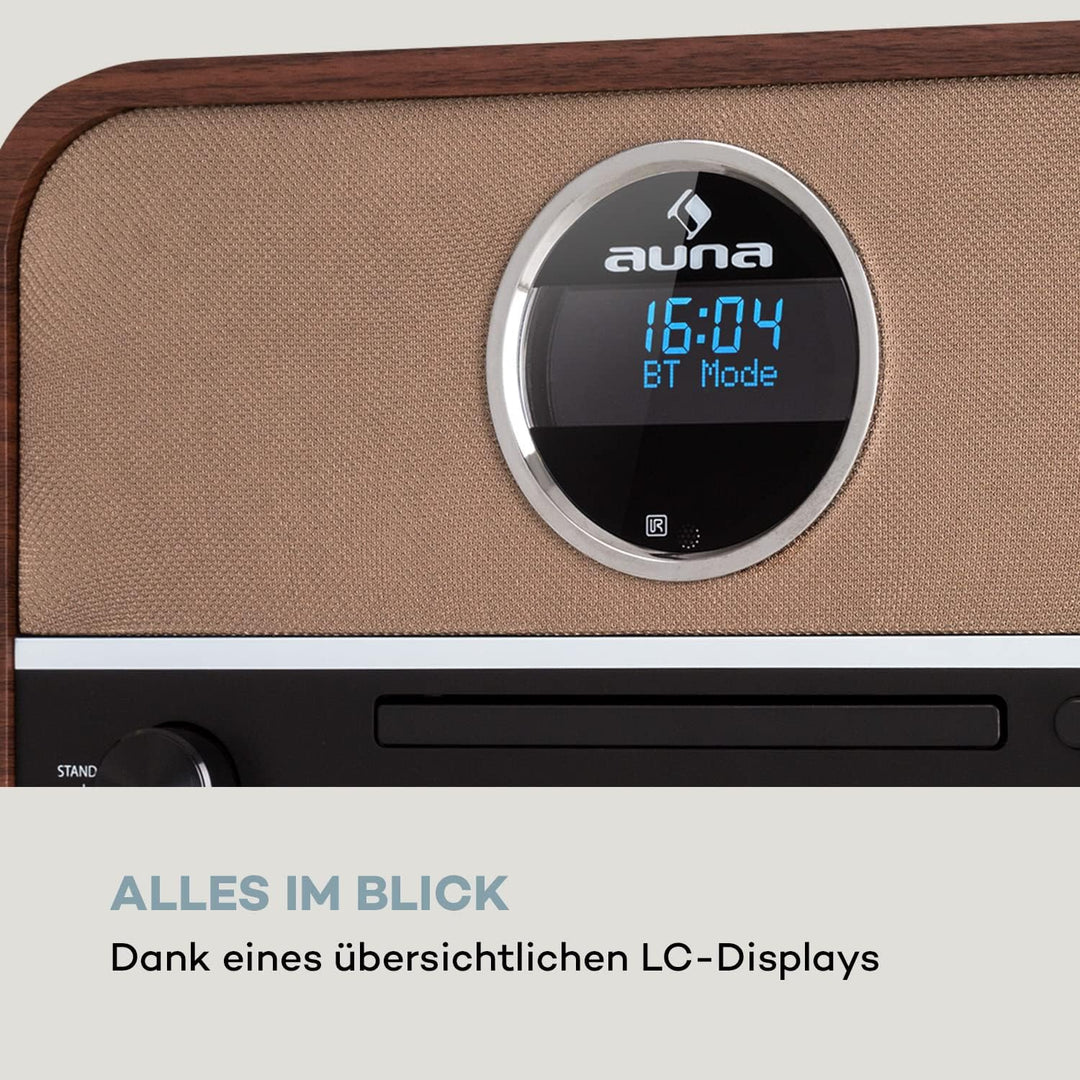 Auna Tragbarer DAB-Radio-CD-Player für Zuhause, FM/DAB/DAB+ Radio mit Bluetooth + AUX, Stereoanlage,