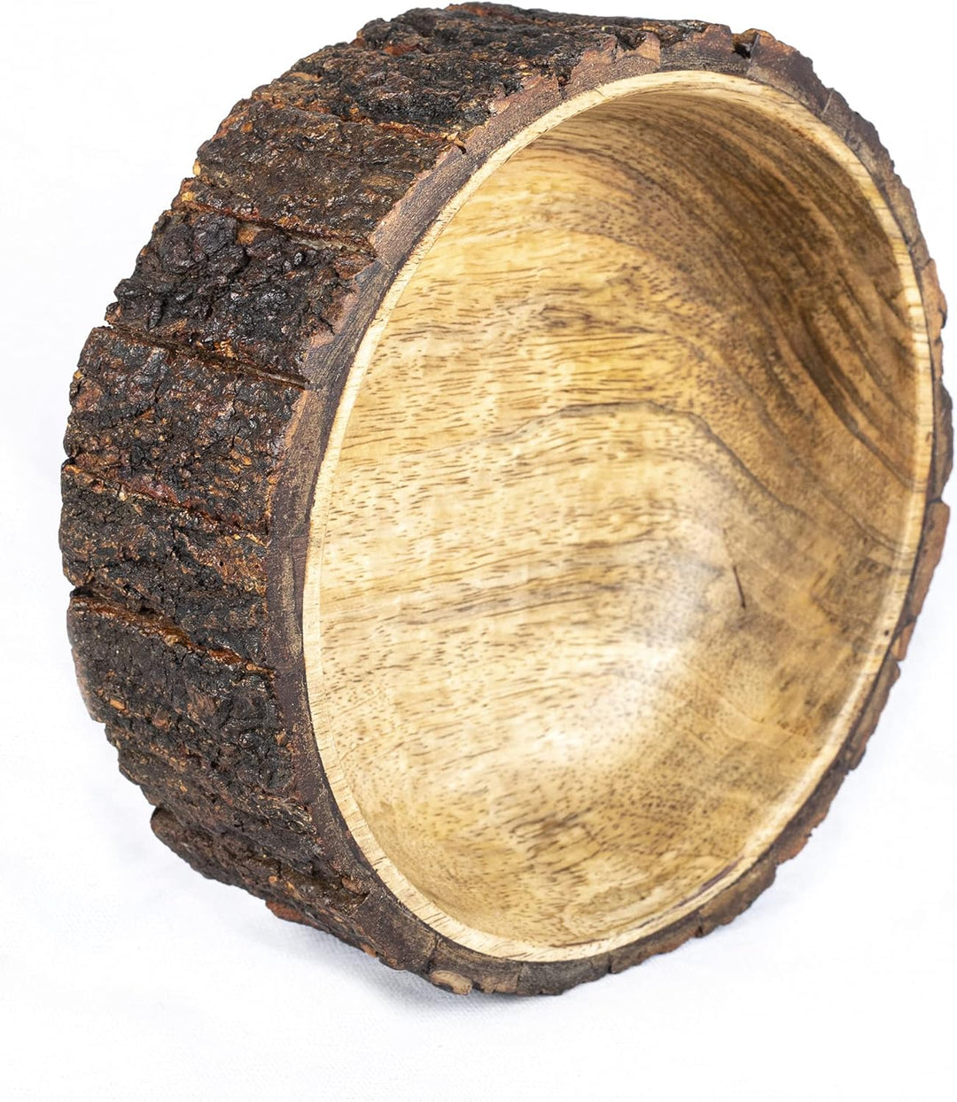 GoCraft Dekorative Schale aus Mangoholz mit Baumrinde, mittelgross, 19,1 cm Durchmesser x 7 cm Höhe,