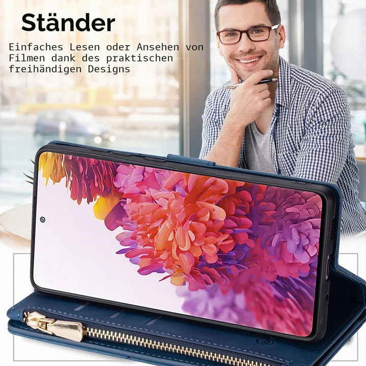 UEEBAI Hülle für Samsung Galaxy S20 FE 5G, Retro Reissverschluss Handyhülle PU Leder Klapphülle Sili