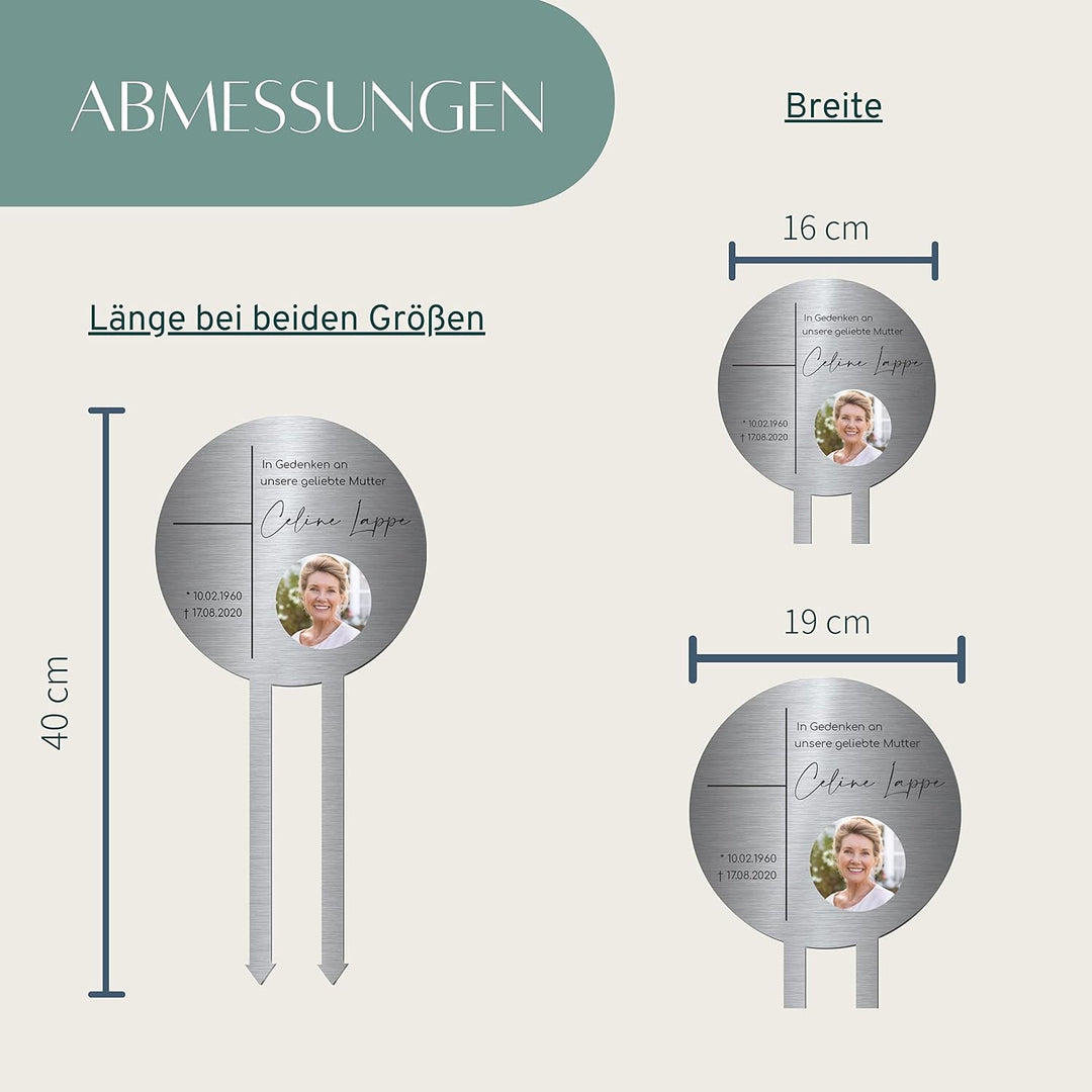 CHRISCK design Edelstahl Grabstecker - Blumenstecker - Gartenstecker | Personalisierte Metall Grabde