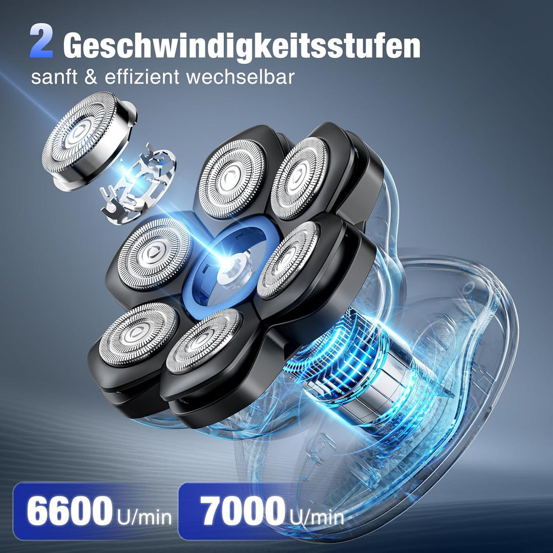 Glatzen Rasierer Herren, kensen Kopfrasierer Glatze 7D Bold Shaver Magnetische Head Shaver Trocken U