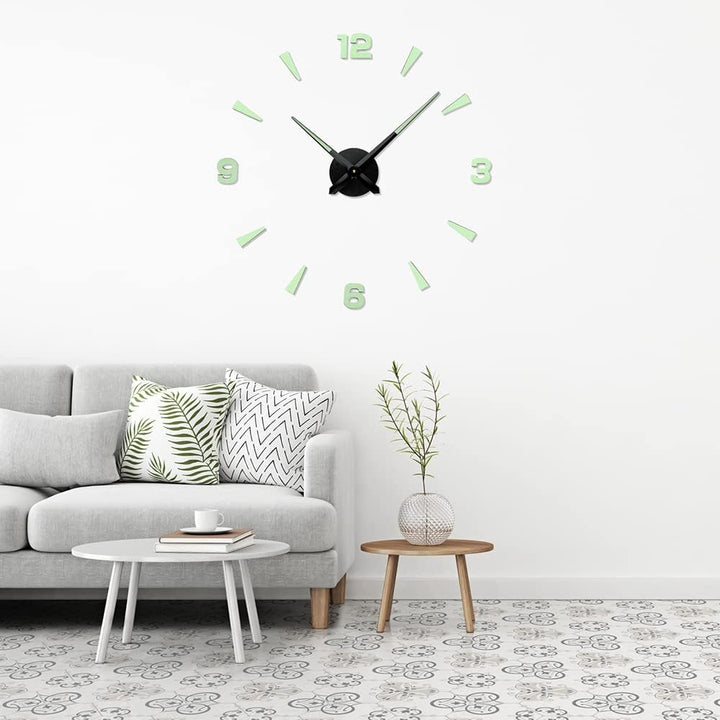 PRIM DIY 3D Wanduhr Luminiferous II, Lumini Hellgrün/Schwarz, LUMINI, Quarz-Schrittmotor, lumineszen