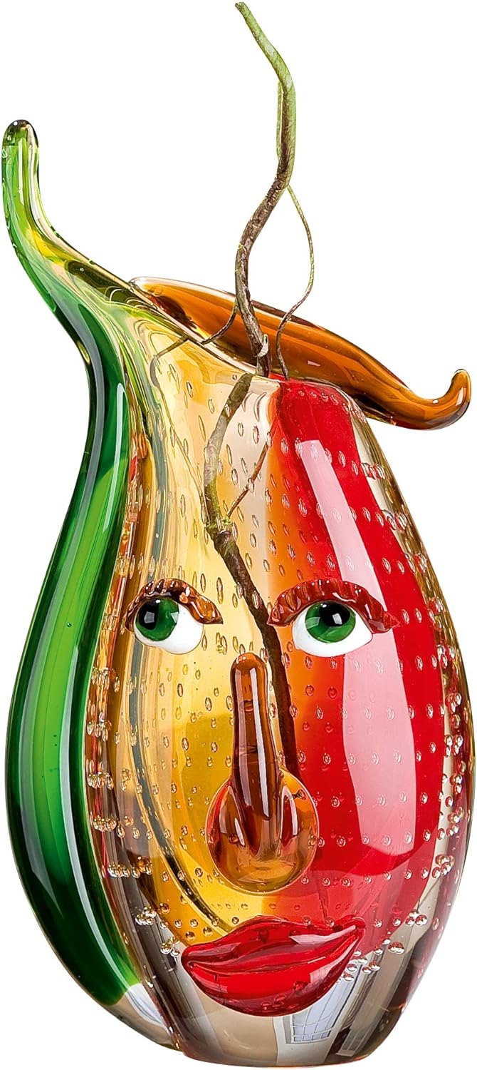 GILDE GLAS art Design Vase - Kunst Objekt - Glasvase - Blumenvase aus Glas H 31