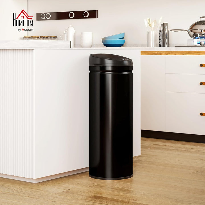 HOMCOM Mülleimer mit Sensor 50L Edelstahl Automatischer Leiser Mülleimer mit Soft-Close-Deckel, Bewe