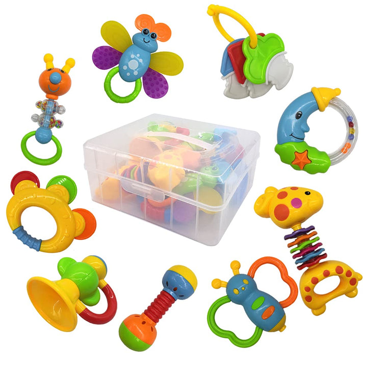 fiouni Baby Rassel Beissring Spielzeug Set Babys Erste Rasseln Babys Erstes Spielzeug Geschenkset fü
