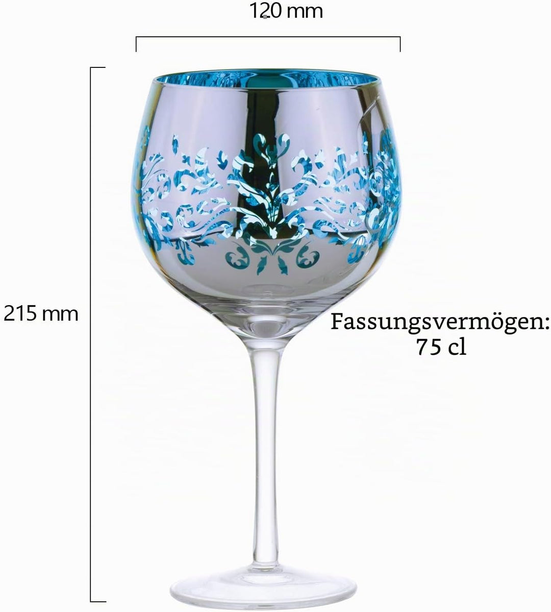ARTLAND - 2er-Set filigrane Gin-Gläser - Blaue galvanisierte Gläser, verspiegelte Silberoberfläche,