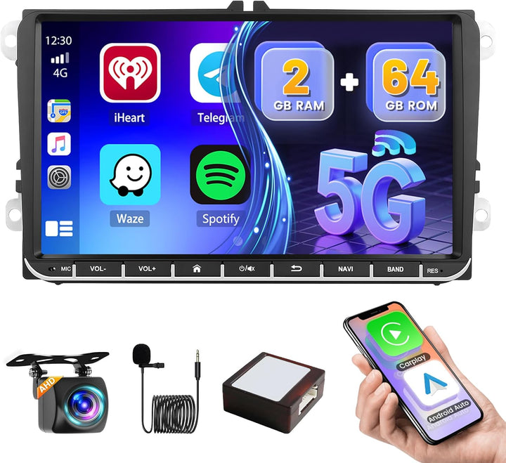 [2+64GB] Hikity Android 15 Autoradio für VW Golf 5 Golf 6 Skoda Polo Passat Tiguan Touran Seat mit C