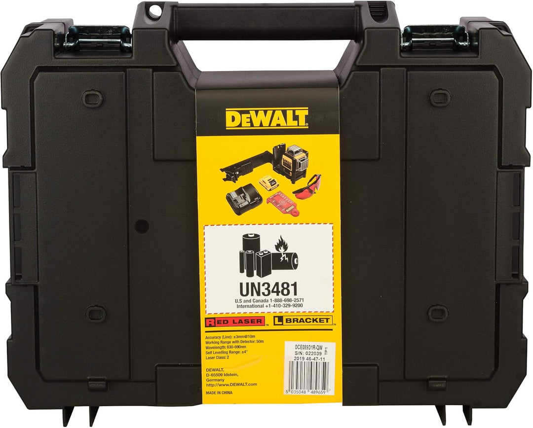 DEWALT DCE089D1R-QW Multilinienlaser 3x360°, rot, 10,8V/2Ah, 10.8 V, schwarz/gelb