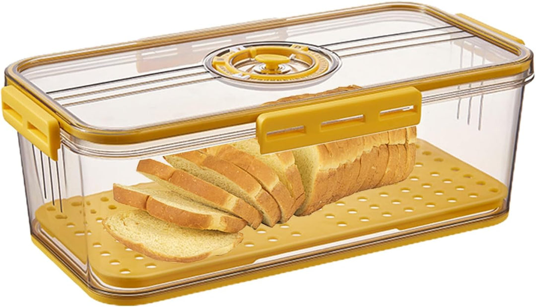 Brotbox mit Zeitaufzeichnung, 32,5 x 17,5 x 11 cm, Brotbehälter mit Luftventil, ABS-Brothalter für B