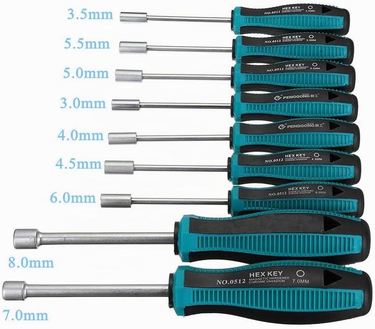 Meichoon 3-11mm Steckschlüssel-Schraubendreher Sechskant-Mutterschlüssel Schraubendreher 9pcs DF07B,