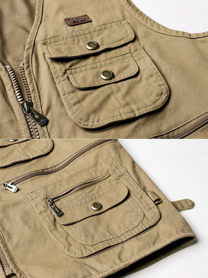 KTWOLEN Herren Outdoor Weste Ärmellose Jacke Weste Knopf Anglerweste Fotografie Angeln Sport Camping