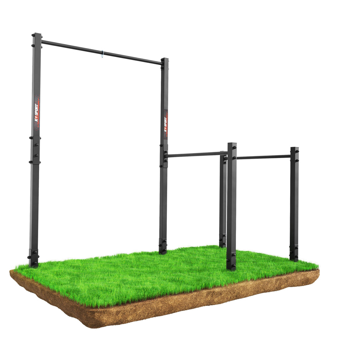 K-Sport: Stationäre Outdoor Klimmzugstange + Dip Station I Wetterfeste Kraftstation mit Pull-Up Bar