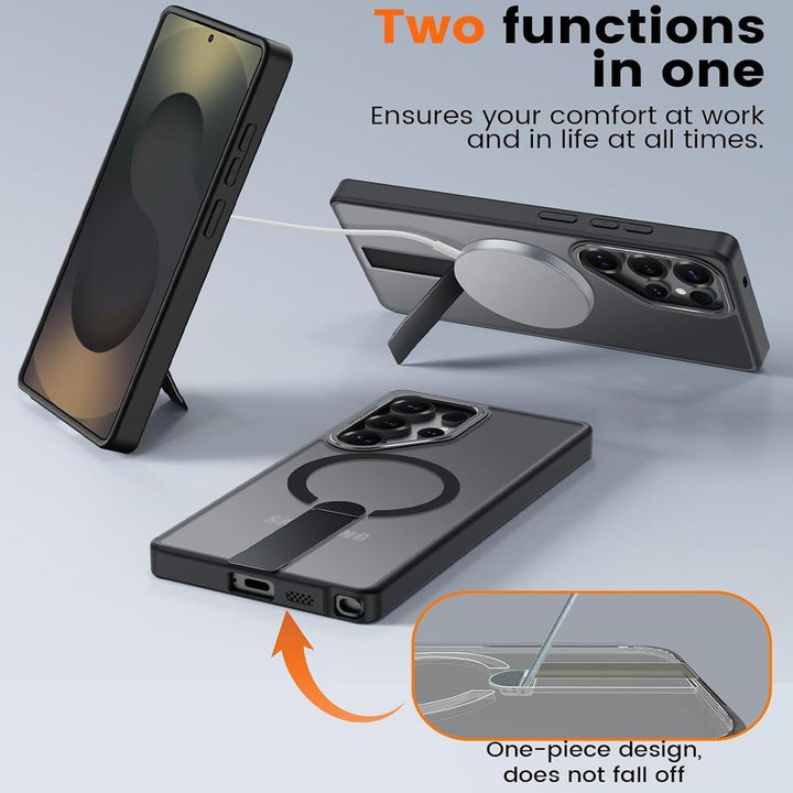 Verco Handyhülle für Samsung Galaxy S25 Plus Hülle, Kompatibel mit Magnet Ladepads Metall Ständer Ma