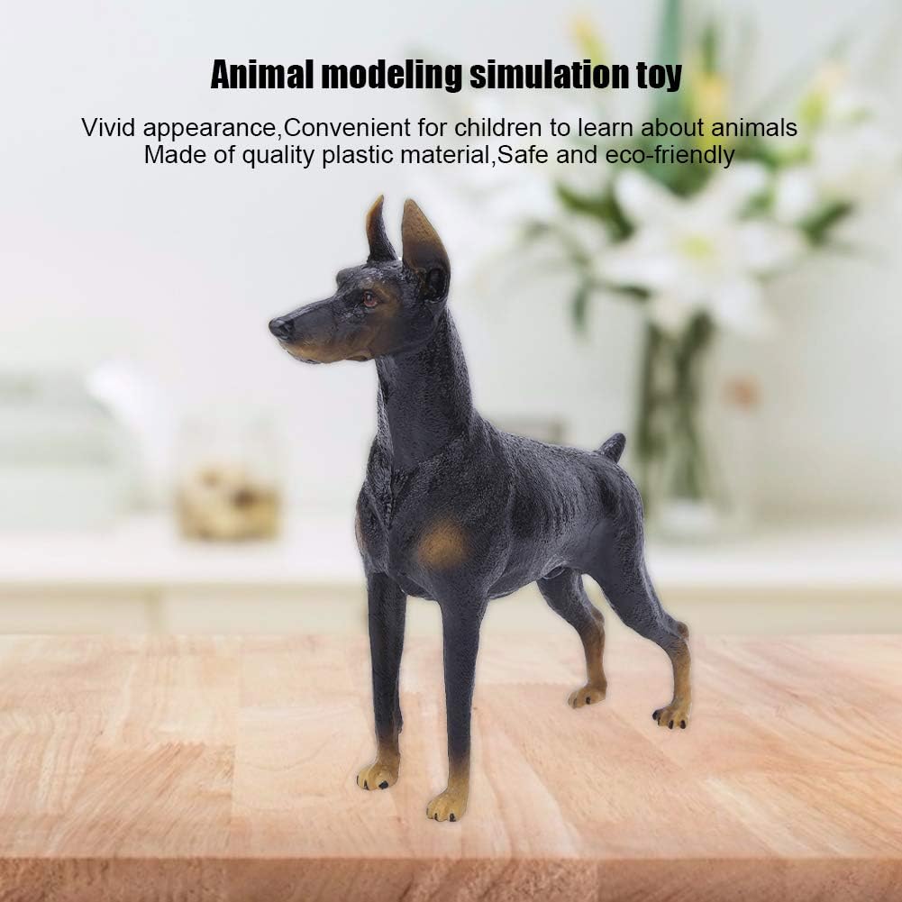Zerodis Feste Simulation Black Doberman Modell Kunststoff Hund Tier Sammlung Dekoration frühes pädag