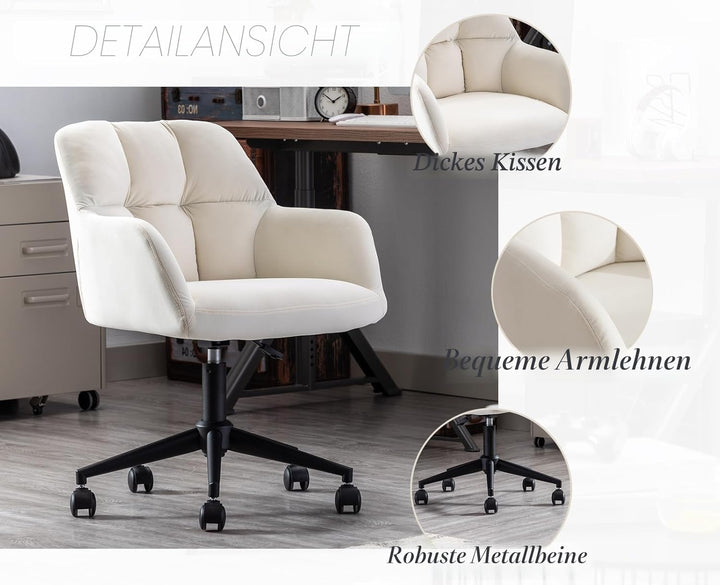 chairus Schreibtischstuhl Samt Bürostuhl 360° Drehstuhl Sessel Arbeitsstuhl Wohnzimmer Schlafzimmer