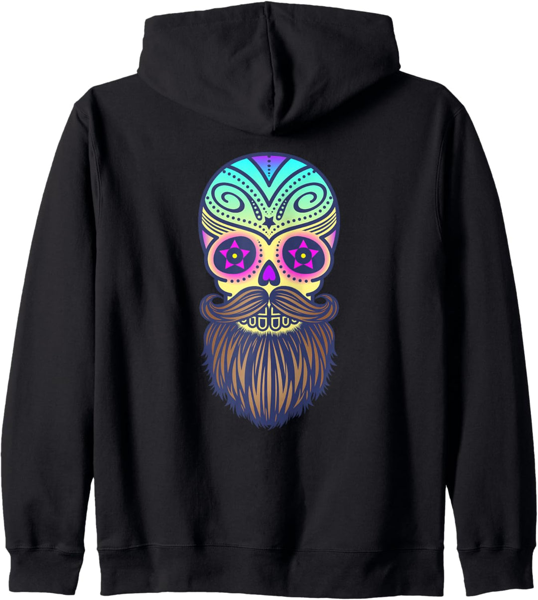 Colorful Sugar Skull Mustache Beard Kapuzenjacke