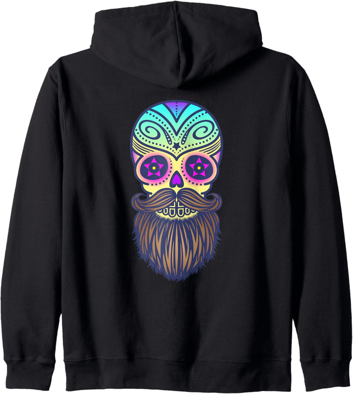 Colorful Sugar Skull Mustache Beard Kapuzenjacke