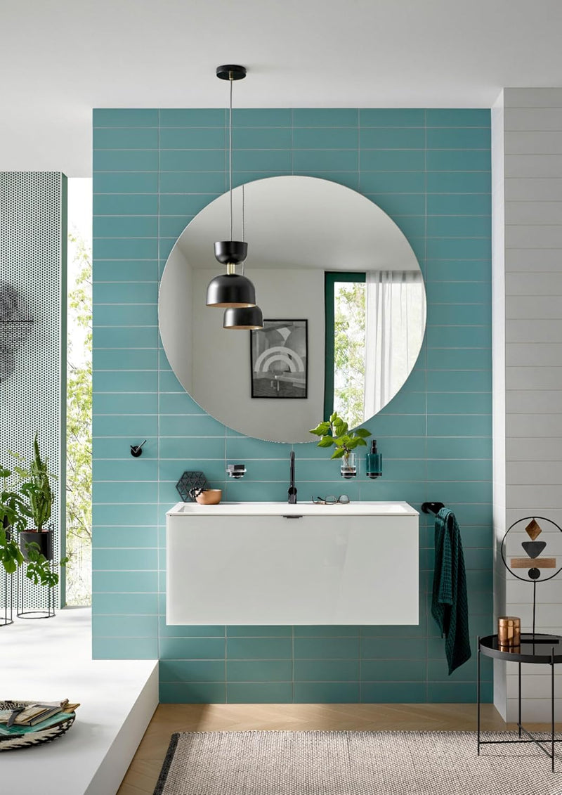 Emco Round Glashalter mit 1 Glas zur Wandmontage, eleganter Zahnbürstenhalter aus Metall und Kristal
