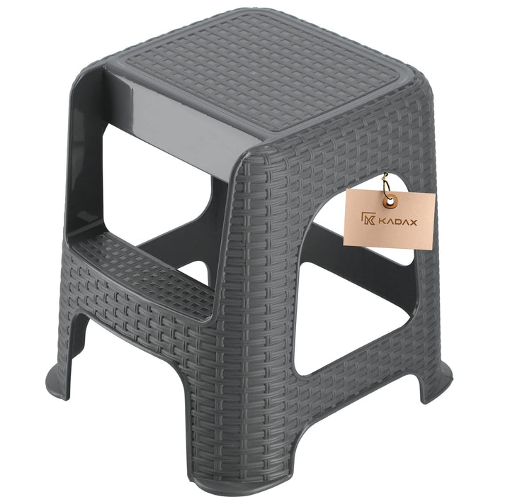 KADAX Hocker aus Kunststoff-Recyclingmaterialien, Tritthocker bis 160 kg, Rattanhocker mit Antirutsc