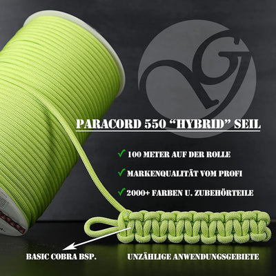Ganzoo Paracord 550 Seil Lachs-Rosa/Typ Hybrid für Armband, Leine, Halsband, Nylon/Polyester Hybrid-