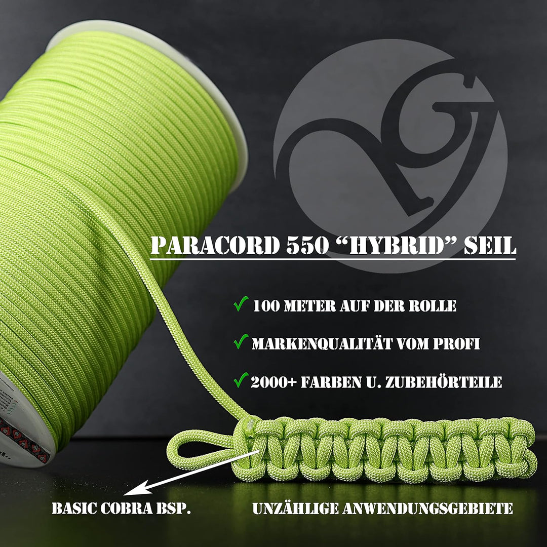 Ganzoo Paracord 550 Seil Türkis/Typ Hybrid für Armband, Leine, Halsband, Nylon/Polyester Hybrid-Seil