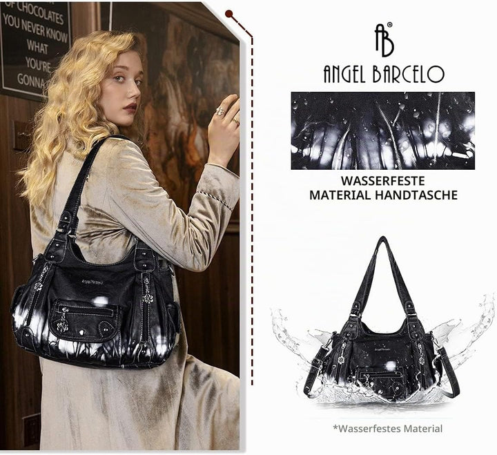 Angel Barcelo Damen Geldbörsen und Handtaschen PU Leder Umhängetasche Mode Hobo Taschen für Mädchen