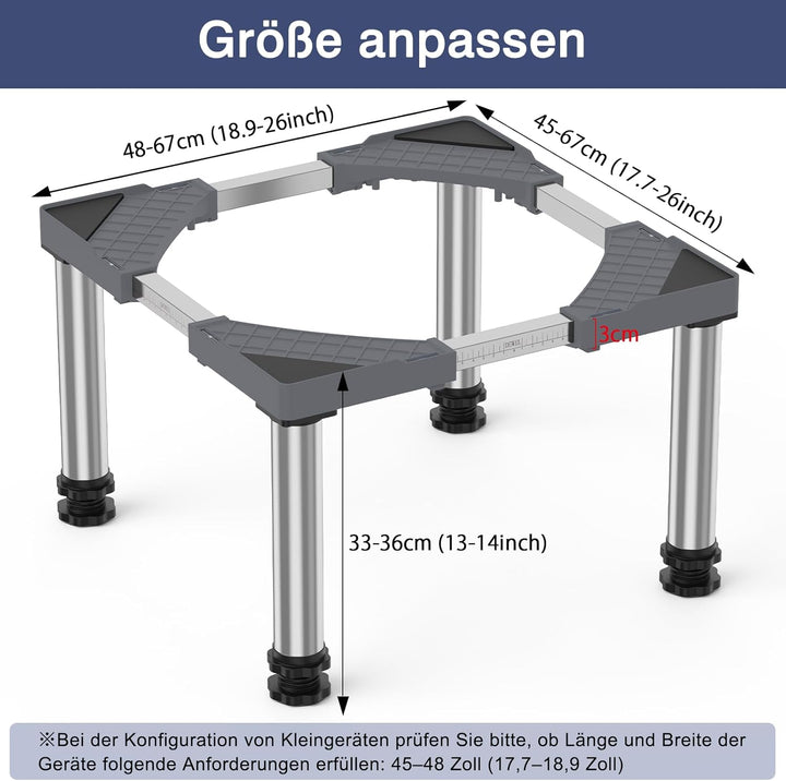 DEWEL Untergestell Kühlschrank erhöhung Höhe 33-36cm Verstellbare unterschrank kühlschrank sockel fü
