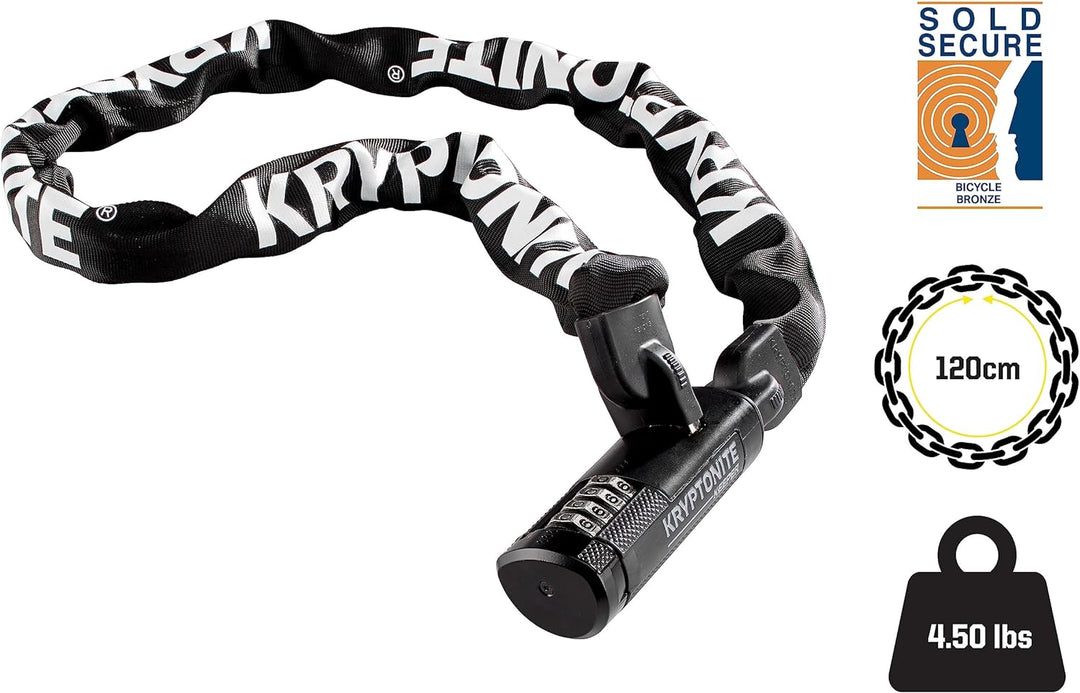 Kryptonite 3298 Uni Keeper 712 Combo I.C. (120cm) Fahrradschloss, Black, 120 cm