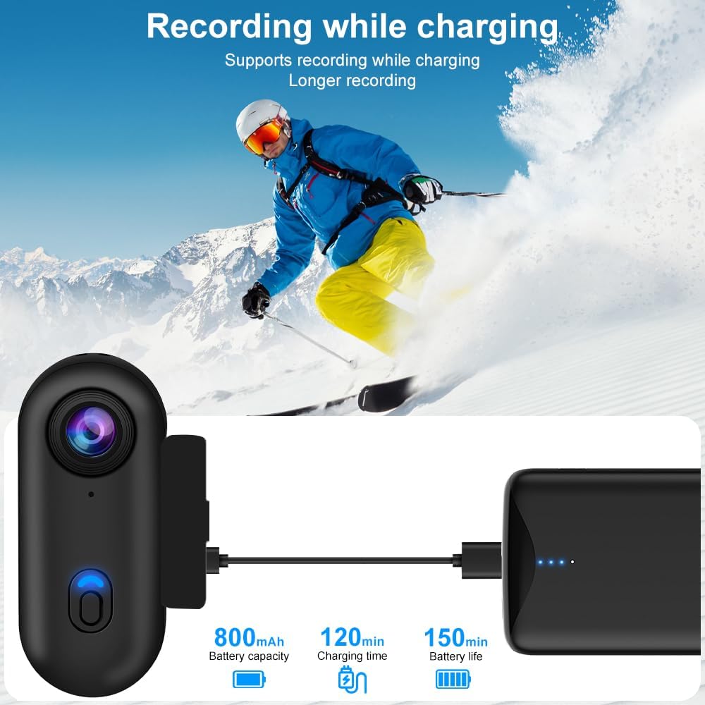 OBEST Mini Action Kamera mit 128GB 360 Action Cam WiFi Bodycam Körperkamera, 1080P Unterwasserkamera